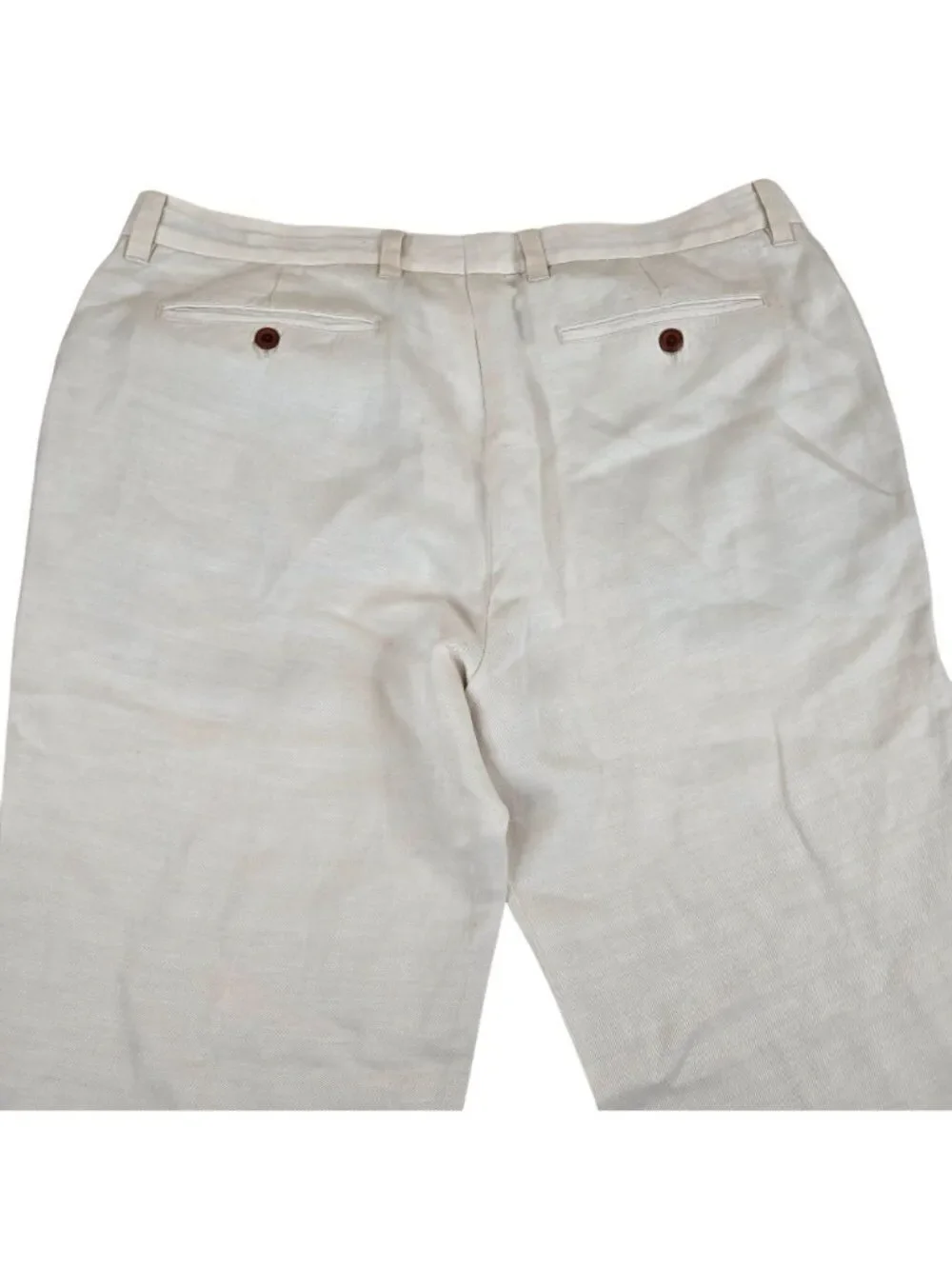 Tommy Bahama Mens Pants 35x32 Beige Linen Blend Relaxed Fit Flat Front